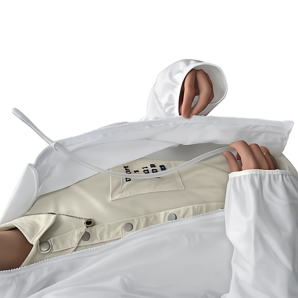 Close-up detail of the sip tube and collar on the Carlsky jacket